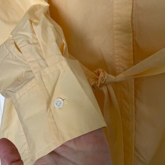 Sandro Women's Natural Snap-detailed Cotton-poplin yellow Shirt -size 4-6 US - Picture 9 of 12